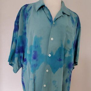 Painted Tommy bahama silk shirt navy blue purple tie dyed XXL limited edition XL